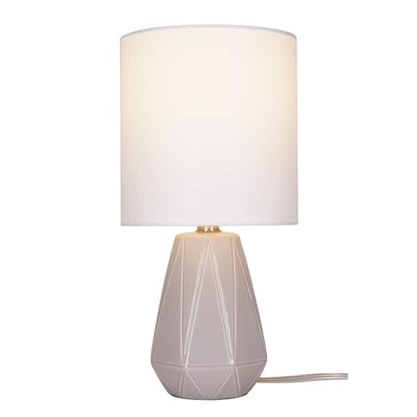 Catalina Lighting 16.5 in. Grey Classic, Transitional Table Lamp for Living Room with White Tapered Drum Fabric Shade