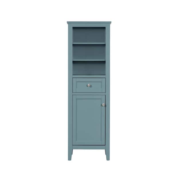 Home Decorators Collection Beverly 20 in. W x 16 in. D x 62 in. H Blue Freestanding Linen Cabinet