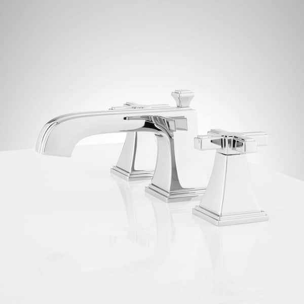 SIGNATURE HARDWARE Pinecrest 8 in. Widespread Double Handle Bathroom Faucet in Polished Nickel