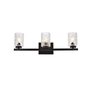 Home Living 24 in. 3-Light Black Vanity Light with Glass Shade