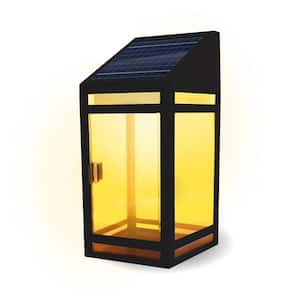 122 Lumens Solar Outdoor Black Wall Light Lantern Integrated LED with Dual Lighting Modes