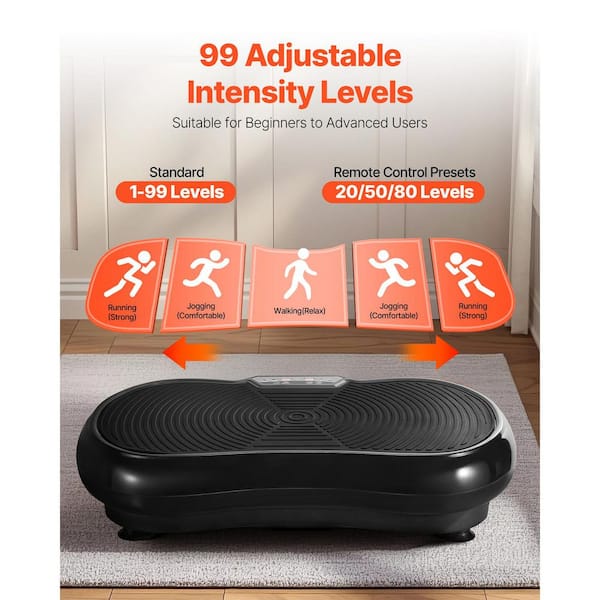 SVOPES Black vibration plate exercise machine. Full-body vibrating platform  with resistance bands for home workouts WFSKZDJHSZXKEYWBE001V1-250428 - The  Home Depot