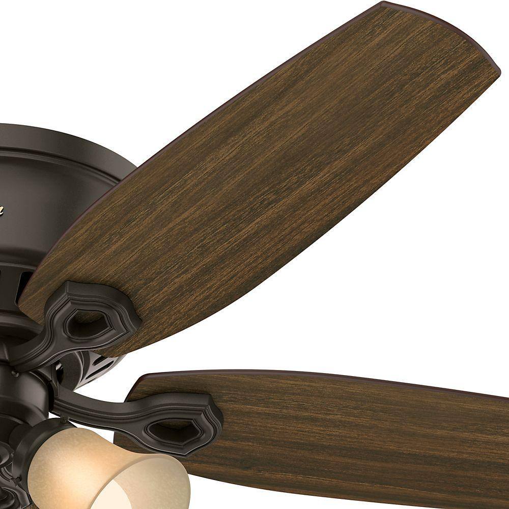 Hunter Low Profile 52" Bronze Ceiling Fan with LED Light and Remote Control