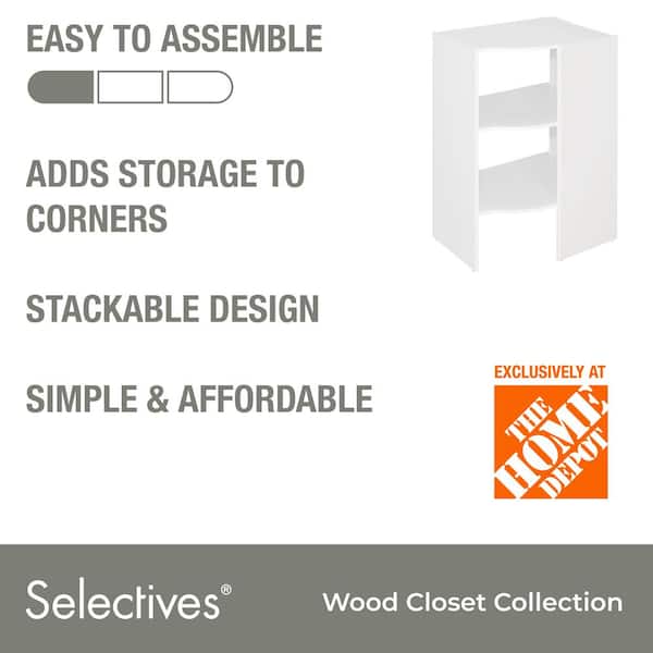 Selectives 29 in. W White Corner Base Organizer for Wood Closet System