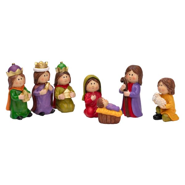 7-Piece Mini Children's Nativity Christmas Set-4"-Multicolor