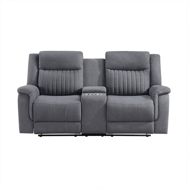 Lazzara Gabi 75 in. W Gray Microfiber 2-Seater Manual Double