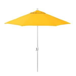 9 ft. Matted White Aluminum Market Patio Umbrella with Crank Lift and Push-Button Tilt in Dandelion Pacifica Premium