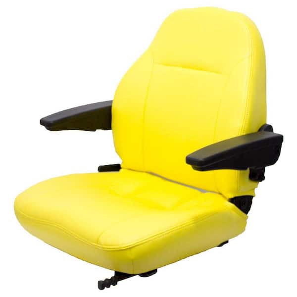 Yellow KM 441 Seat Assembly for Turf, Material Handling, Skid Steers, and Ground Service Equipment with Armrests
