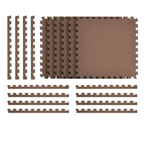 Brown 24 in. x 24 in. x 0.47 in. Foam Interlocking Floor Mat (6-Pack)