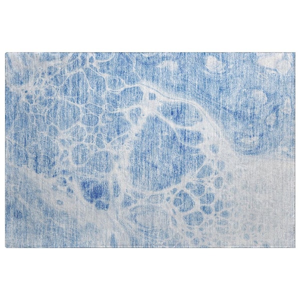Dream Shag Premium Machine Washable Abstract ADS682 Navy 2 ft. x 7 ft. Runner Rug