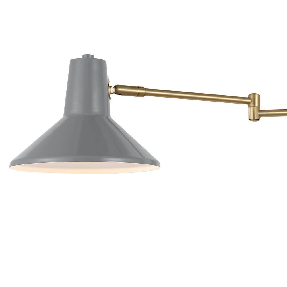 Black Iron Swing Arm Plug-In Wall Sconce with USB Port