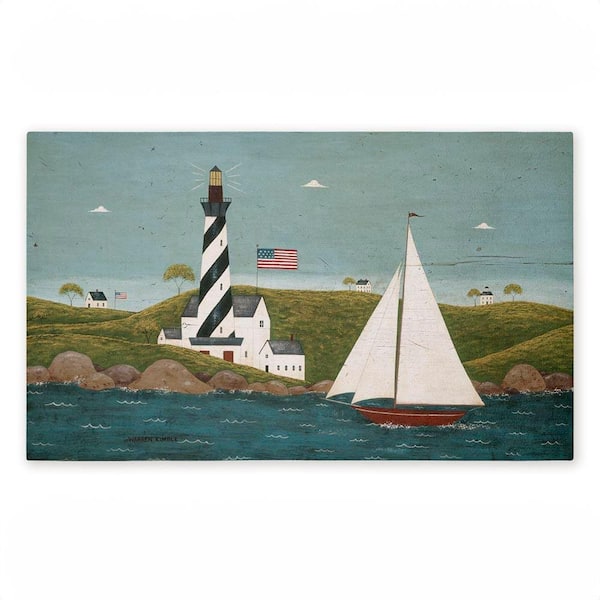 Coastal Breeze Lighthouse Harbor Green 18 in. x 30 in. Polyester Non-Slip Outdoor Door Mat