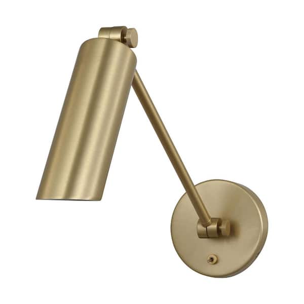 Frasar Medium 1-Light Satin Brass One Arm Wall Sconce with Satin Brass Steel Shade