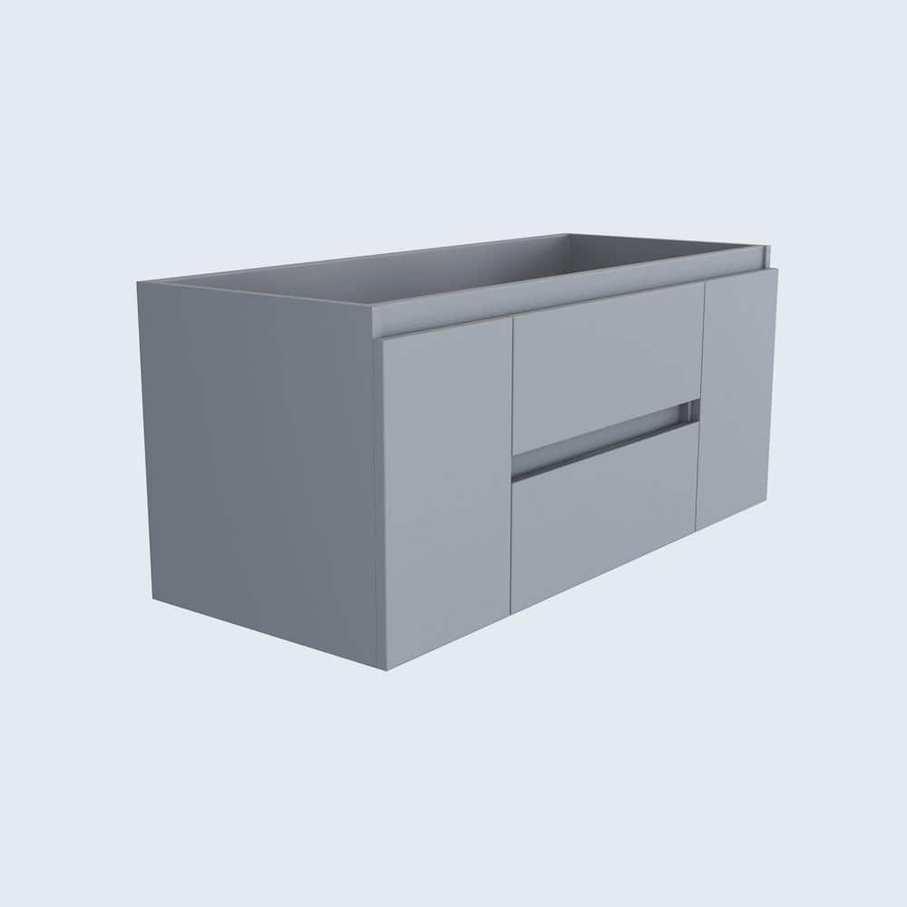 Gray 48" Wall-Mounted Floating Bathroom Vanity with Ceramic Top