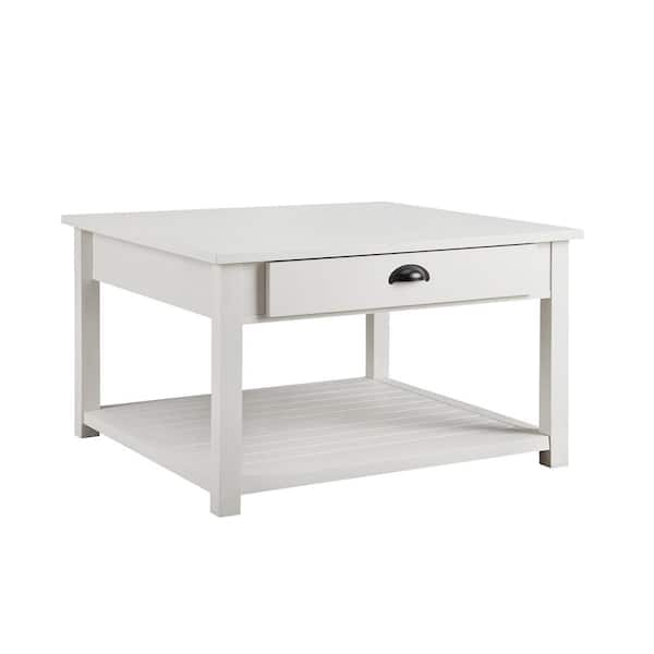 Welwick Designs 30 In Brushed White, Ikea White Coffee Tables With Drawers