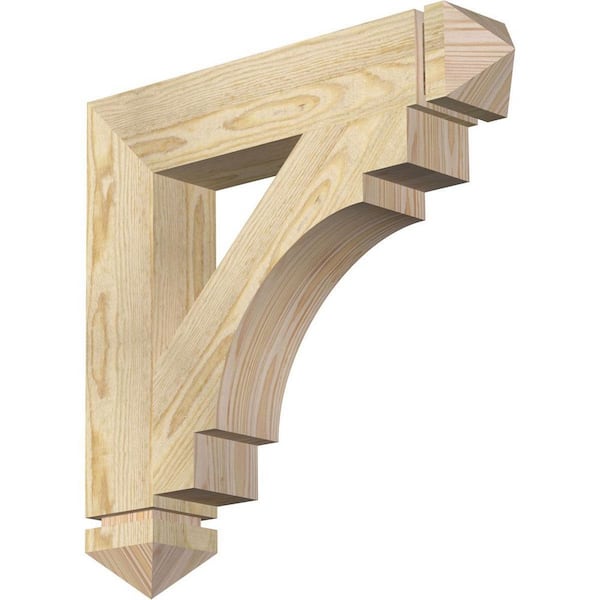 Ekena Millwork 4 in. x 22 in. x 22 in. Douglas Fir Merced Arts and Crafts Rough Sawn Bracket