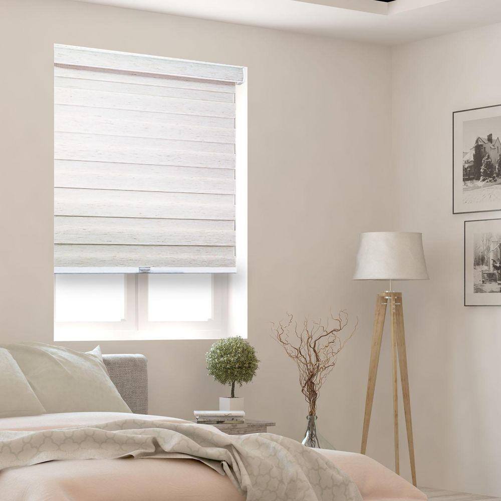 YELLOW BLINDS Off White Cordless Room Darkening Polyester Dual