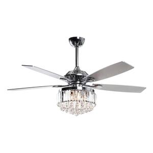 52 in. Indoor Chrome Crystal Ceiling Fan with Light Kit and Remote Control