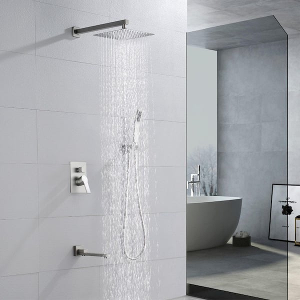 Vara Single Handle 1-Spray 3-Way Tub and Shower Faucet 1.8 GPM in Brushed Nickel Pressure Balance Valve Included