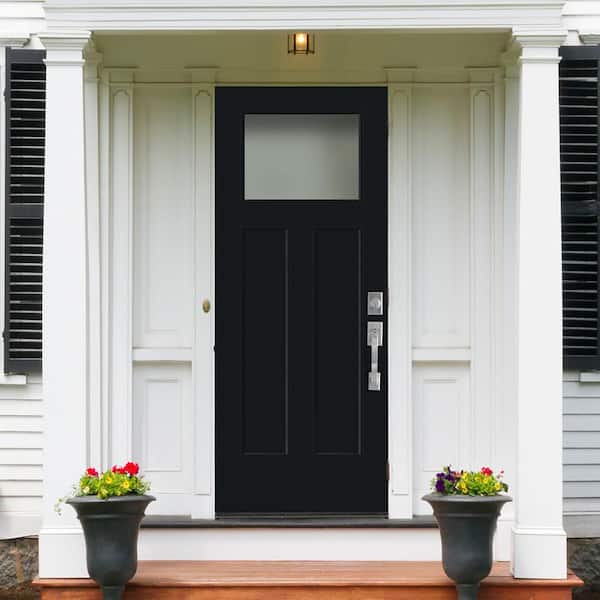 36 in. x 80 in. Craftsman Pearl Right-Hand/Inswing Frosted Glass Jet Black Painted Fiberglass Prehung Front Door 36 in. x 80 in. Craftsman Pearl Right-Hand/Inswing Frosted Glass Jet Black Painted Fiberglass Prehung Front Door