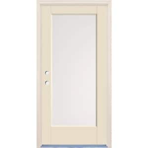 36 in. x 80 in. Right-Hand/Inswing 1 Lite Satin Etch Glass Unfinished Fiberglass Prehung Front Door w/4-9/16" Frame