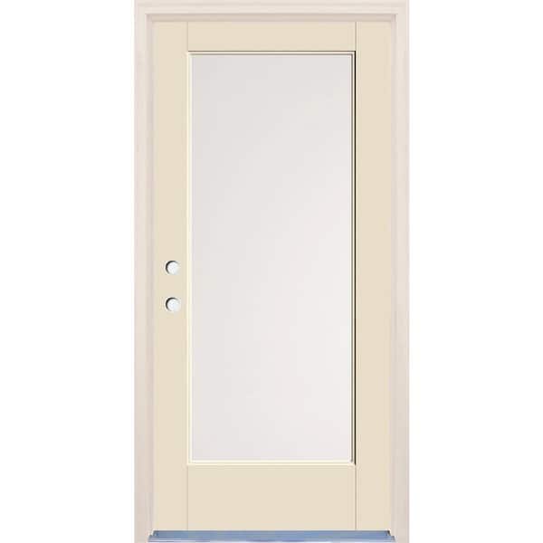 Builders Choice 36 in. x 80 in. Right-Hand/Inswing 1 Lite Satin Etch Glass Unfinished Fiberglass Prehung Front Door w/4-9/16" Frame