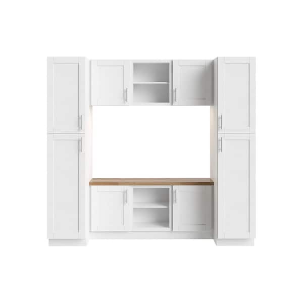 Richmond Verona White Plywood Shaker Ready to Assemble Base Kitchen Cabinet Mudroom Sft Cls 96 in W x 24 in D x 90 in H