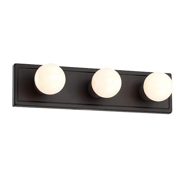 18 in. 3-Light Matte Black Vanity Light