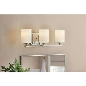 Darlington 20.88 in. 3-Light Brushed Nickel Vanity Light with Frosted Opal Glass Shades
