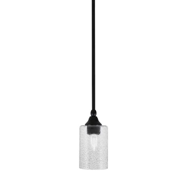 Unbranded Sparta 100-Watt 1-Light Matte Black Shaded Pendant Light Mini Pendant with Smoke Bubble Glass, No Bulb included