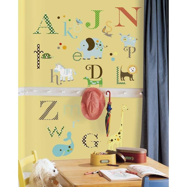 RoomMates 10 in. x 18 in. Animal Alphabet 107Piece Peel and Stick Wall Decals RMK1440SCS The