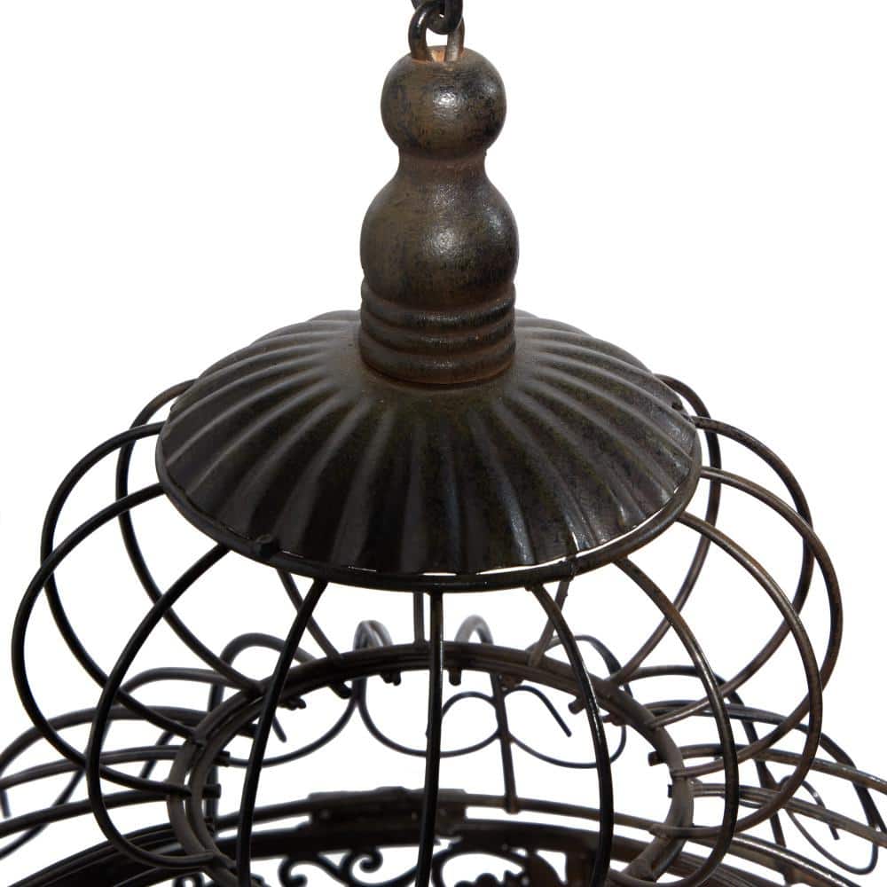 Victorian Black Metal Birdcage with Stand and Hook