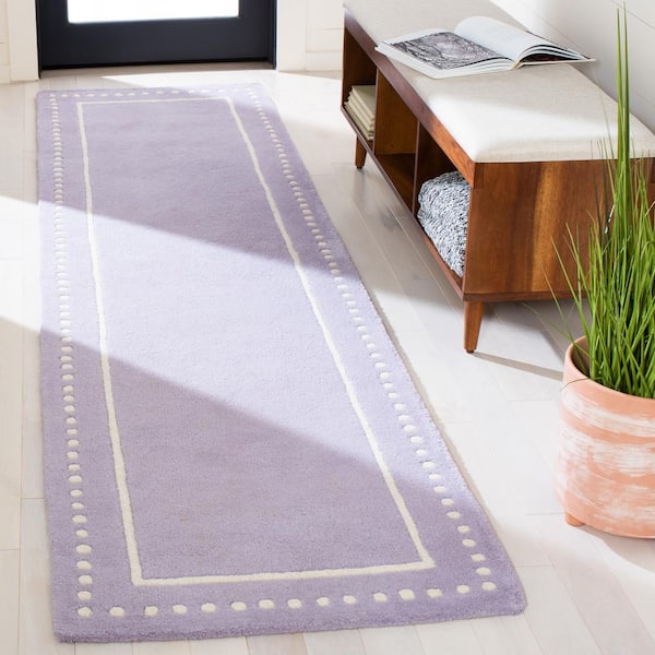Bella Lavender/Ivory 2 ft. x 7 ft. Border Runner Rug