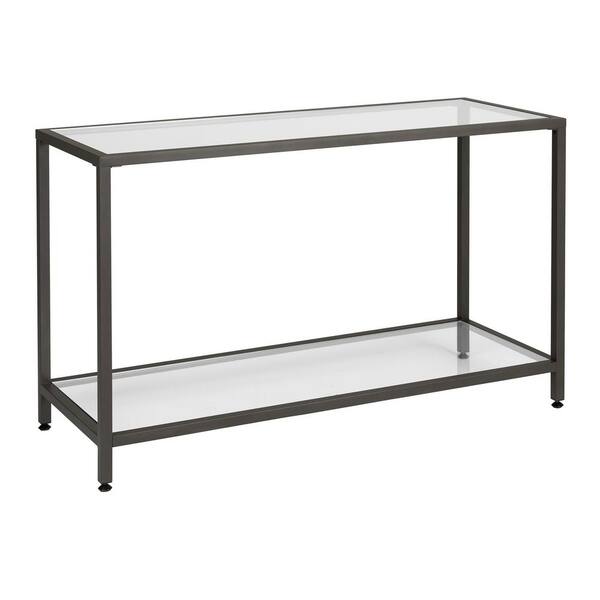 black metal and glass console table