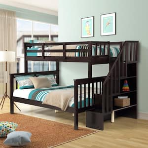 Pattinson Espresso Twin-Over-Full Separable Bunk Bed with Storage Stairs