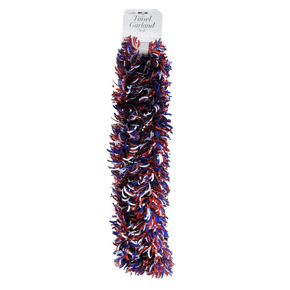 Brite Star 9 ft. Patriotic Wide Cut Red/White/Blue Tinsel (Set of 2) 96 ...