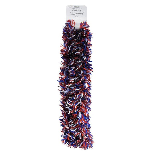 Brite Star 9 ft. Patriotic Wide Cut Red/White/Blue Tinsel (Set of 2)