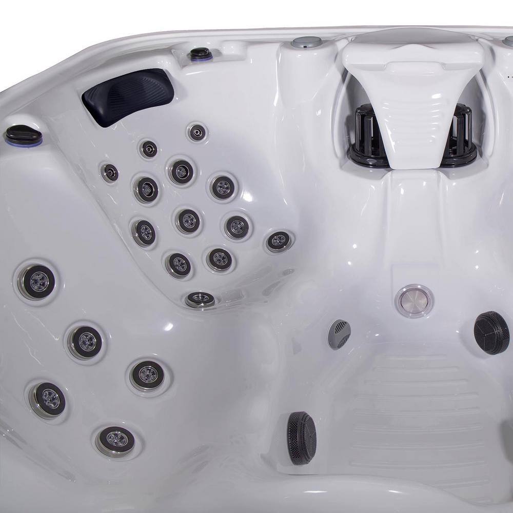 Hollywood 5-Person Ice White and Gray Hot Tub with LED Lights