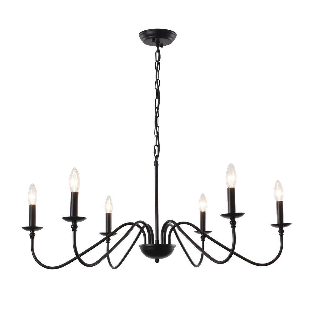 6 Light Black Farmhouse Candle Style Chandelier for Dining Room Kitchen Island Living Room Foyer with No Bulbs Included price history on PriceWatchPro