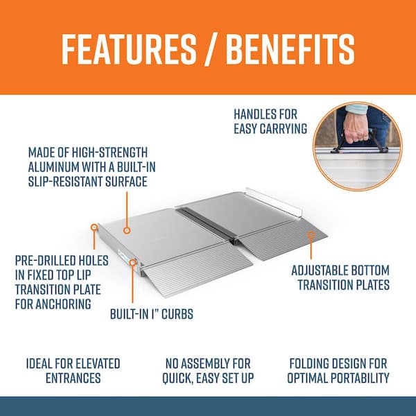 SUITCASE 2 ft. Singlefold Portable Aluminum Wheelchair Ramp
