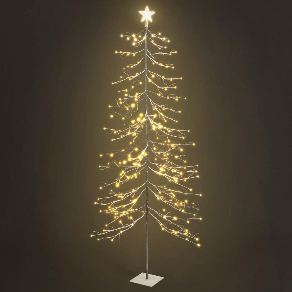 8 ft. Brown Pre-Lit LED Flocked Bare Branch Artificial Christmas Tree with 240 Warm White LED Light and Star Top price history on PriceWatchPro