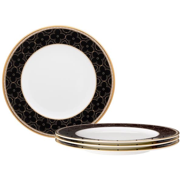 Trefolio Gold 9.75 in. (White) Bone China Accent Plates, (Set of 4)