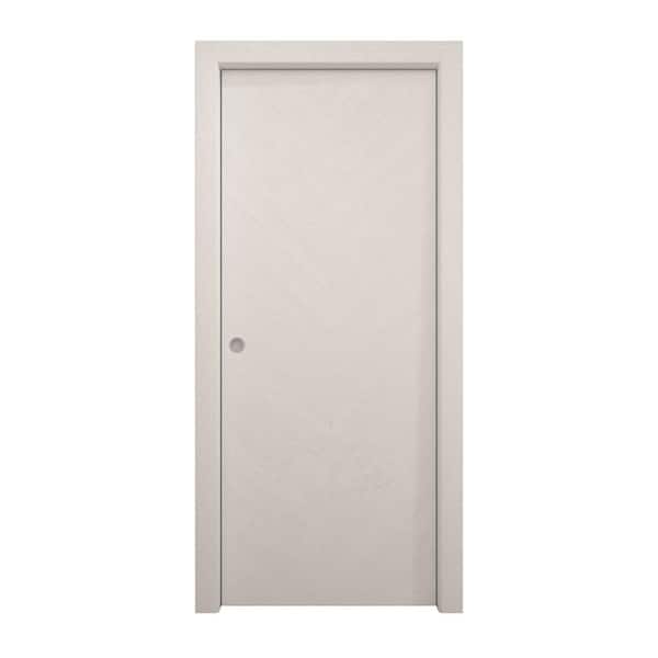36 in. x 96 in. Painted White Oak Solid Wood Pocket Door With Hardware