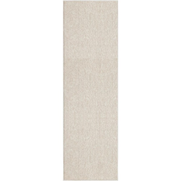Textured Home Ivory Beige 2 ft. x 10 ft. All-over design Contemporary Area Rug