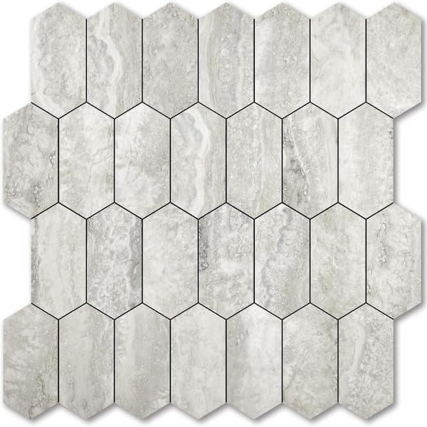 12.4 x 12 Inch Long Hexagon Peel and Stick Backsplash Tile - 10 Sheets for Kitchen and Bathroom