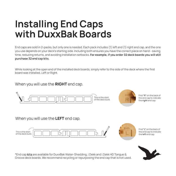 DuxxBak Water-Shedding End Cap Left and Right Kit Driftwood DX-D