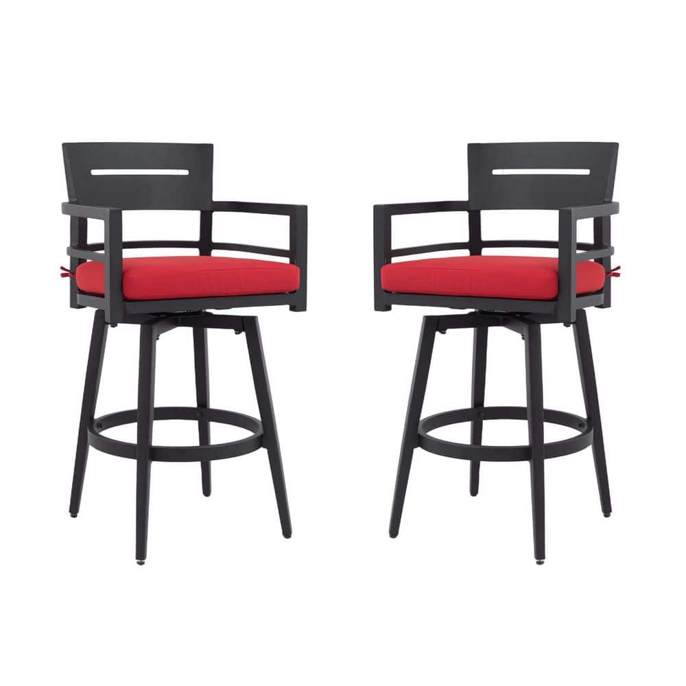 Modern Swivel Aluminum Outdoor Bar Stools with 360° Swivel. Ergonomic Backrest & Armrests Red Cushion (2-Pack) price history on PriceWatchPro