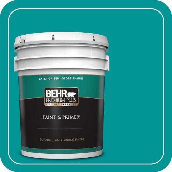 BEHR PREMIUM PLUS 5 gal. #P460-6 Paradise Landscape Semi-Gloss Enamel Exterior Paint & Primer