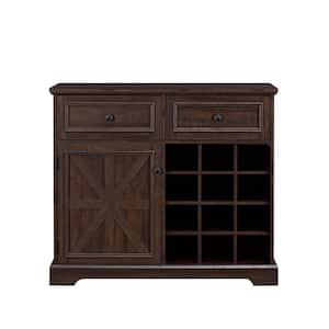 -Bottle Count Quantity 12-Bottle Wine Rack Bar Cabinet with Removable Wine Racks Storage Shelves in Brown