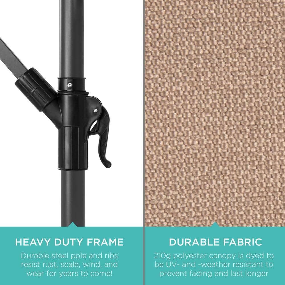Tan Offset Hanging Outdoor Patio Umbrella with Steel Frame